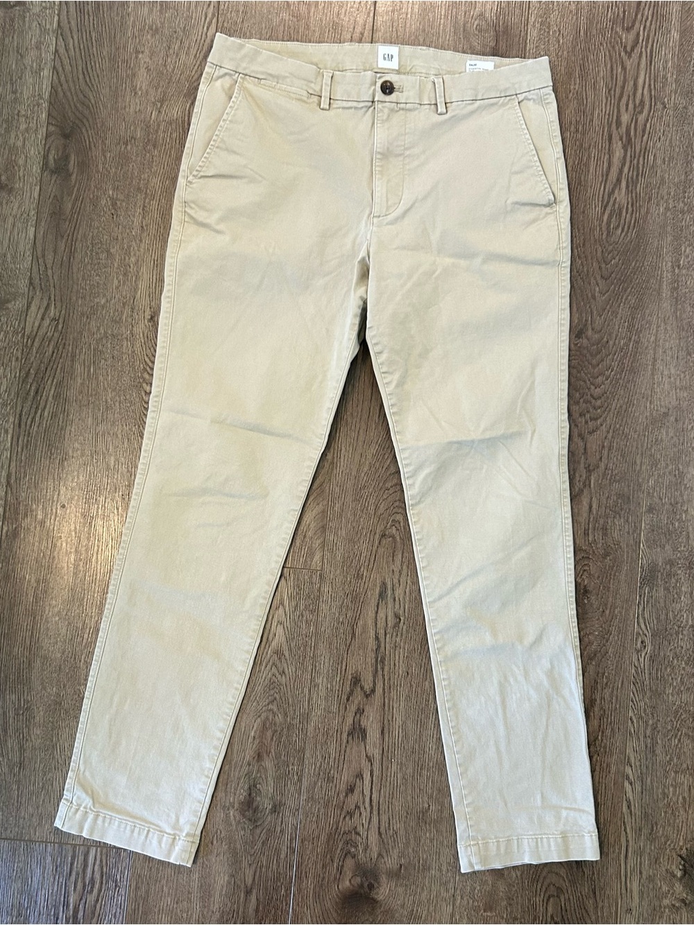 Gap Pants Mens 34x32 Slim Fit Cotton Business Casual Flat Front Khaki